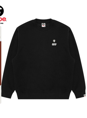 Aape旗舰店男装秋冬小标徽章简约休闲薄绒红色圆领卫衣C349XXP