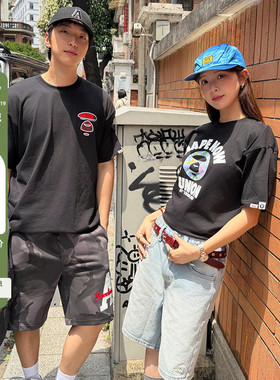 Aape旗舰店男装春夏彩染迷彩猿人印花舒适潮流短袖T恤1643XXQ