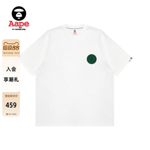 Aape街头迷彩猿人植绒字母T恤
