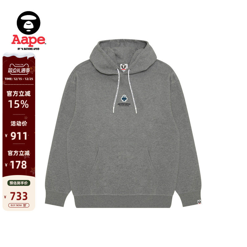 Aape扑克徽章字母印花连帽卫衣