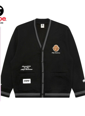 Aape旗舰店男装秋冬猿人军团刺绣薄绒卫衣开衫外套C374XXP
