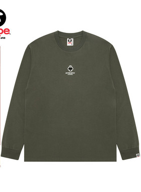 Aape旗舰店男装秋冬扑克徽章休闲简约潮流长袖T恤1716XXP