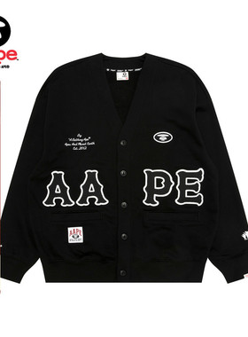 Aape旗舰店男装秋冬猿人字母徽章休闲潮流卫衣开衫外套C393XXP