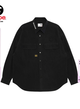 Aape旗舰店男装春夏猿人徽章舒适休闲工装长袖衬衫8569XXQ