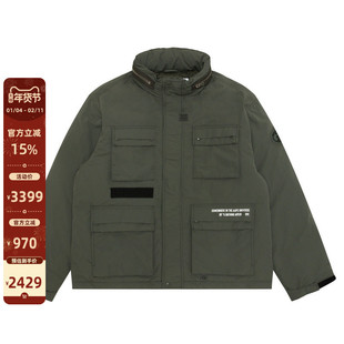 Aape旗舰店男装秋冬猿颜徽章工装风多口袋连帽羽绒外套7741XXP