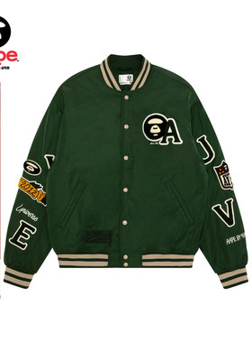 Aape旗舰店男装秋冬校园猿人徽章潮流棒球服夹克外套7742XXP