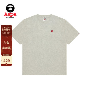 Aape旗舰店男装春夏心型猿人徽章舒适简约纯色圆领短袖T恤1807XAQ