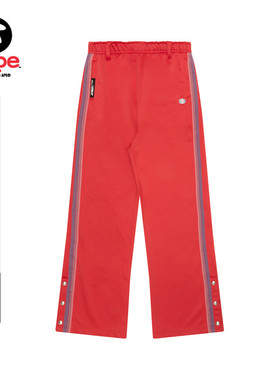 Aape女装春秋猿人徽章星星字母美式复古红色侧开叉微喇裤B610XXM