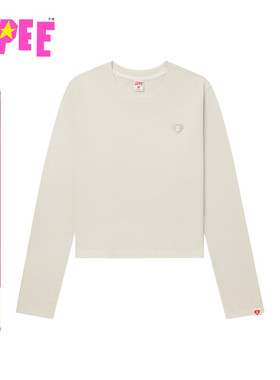 APEE女装秋冬心型刺绣徽章长袖T恤F200A5P