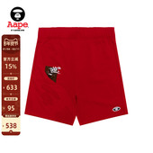 Aape旗舰店男装 春夏猿人刺绣做旧毛边嘻哈潮流休闲短裤 A699XAM