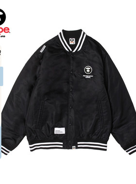 Aape旗舰店男装春秋猿人徽章字母刺绣运动棒球服夹克外套7597XXL