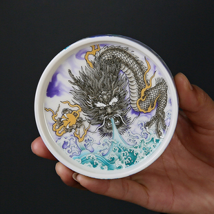 龙纹杯垫茶托杯托盖置茶道隔热垫家用陶瓷防滑防烫茶杯垫茶具配件