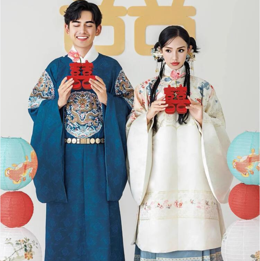 孕妇照片写真服装复古马面裙孕妇情侣服装中国风古装影楼孕妇照服