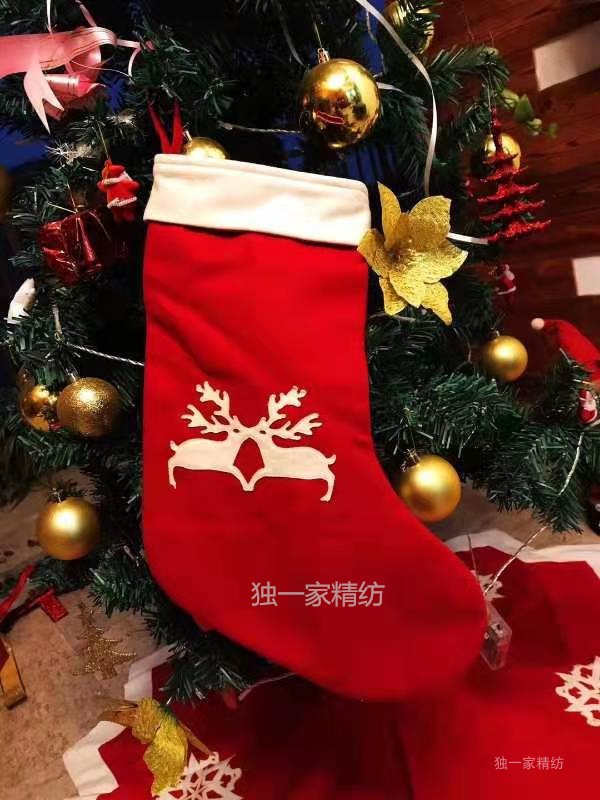 圣诞节纯羊毛绒装饰袜子出口欧美场景布置圣诞靴子宾馆商场配饰袜