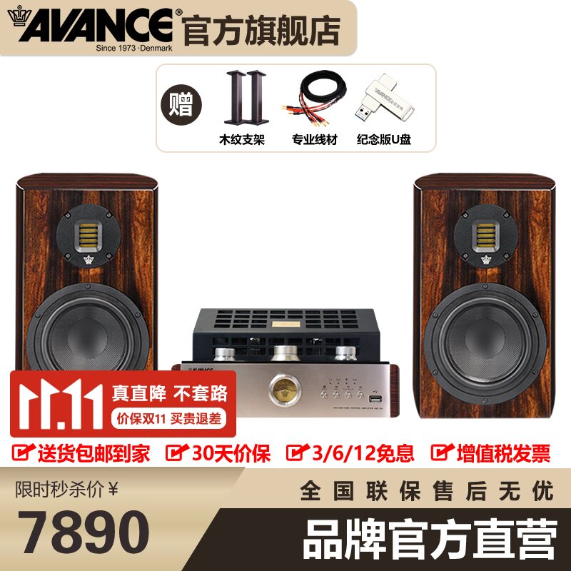 AVANCE丹麦皇冠E100/200+AW150胆机组合音响客厅发烧书架音箱套装