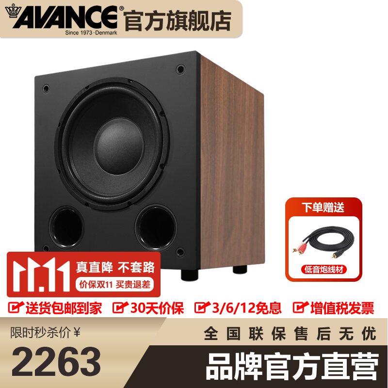 AVANCE丹麦皇冠S505发烧级10英寸有源震撼超低音低音炮音响音箱