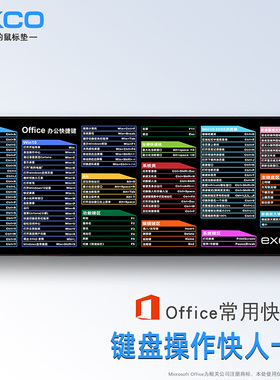 Office快捷键鼠标垫大号 办公电脑桌垫键盘垫布面锁边防滑底9141