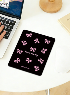 Mini蝴蝶结鼠标垫出差办公笔记本电脑女生小号垫锁边布面防滑1058