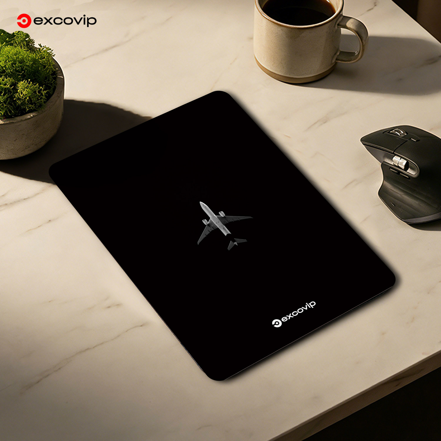 Mini长空逐影鼠标垫大飞机办公出差电脑锁边小号垫布面防滑底1279