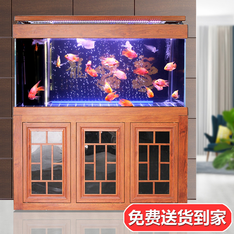 长方形屏风鱼缸客厅生态水u族箱底滤大型家用超白玻璃免换水定制