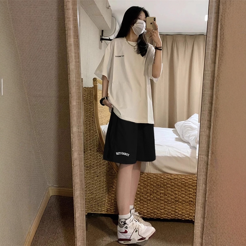 纯棉休闲运动套装女学生夏季韩版宽松显瘦短袖短裤时尚两件套跑步