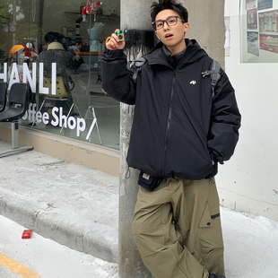 shake9原野空间BJHG冬季纯色基础款连帽朱雀羽绒服日系复古中性风