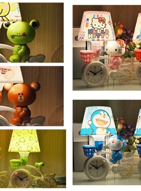 卡通多啦A梦小夜灯插电节能KT闹钟台灯卧室可爱睡眠床头led七彩灯