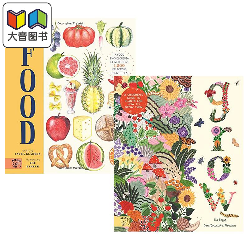 食物与生长精品绘本2册套装 Zoe Barke 饱餐一顿food Sara Boccacini 手绘生长画册Grow 儿童绘本 英文原版进口 大音