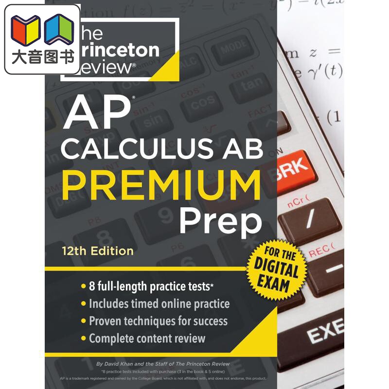 新版2026年普林斯顿AP大学考试备考微积分AB高级备考指南模拟试题Princeton Review AP Calculus AB Premium Prep 大音