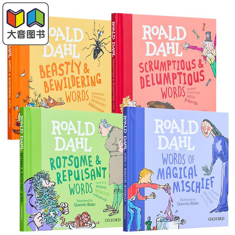 Roald Dahl 罗尔德达尔英语词句学习绘本4册 Scrumptious Beastly Rotsome Repulsant Words Of Magical Mischief 大音