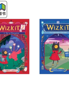 魔法独眼猫1+2 Wizkit An Adventure Overdue Book #1 英文原版 充满奇思妙想的儿童绘本小说 故事书 进口童书 大音