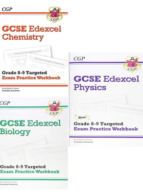 英国原版CGP 爱德思考试 GCSE Edexcel Grade 8-9 Targeted Exam Practice Workbook Physics Biology Chemistry  含答案英文原版