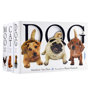 Moo Cat Dog 家畜猫狗 大厚开本纸板触摸操作书3册盒装 英文原版 幼儿启蒙认识 立体书 启蒙大师Matthew Van Fleet