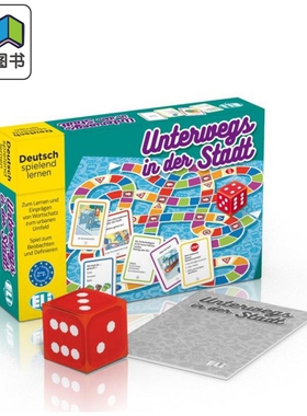 德文原版棋盘语言游戏 Unterwegs in der Stadt 德语词汇学习卡牌桌游 城市单词和表达 初级中级A2-B1 大音