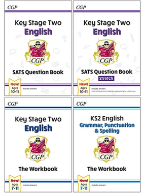 英国原版CGP教辅 KS2 Ages 7-10-11 English SATS Question & Work Book Stretch Grammar Punctuation Spelling 英文原版