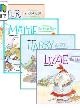英文绘本暖心动物故事集4册 袋鼠Buster the Kangaroo 北极熊Mattie the Polar Bear Harry Wolf Lizzie Elephant 大音