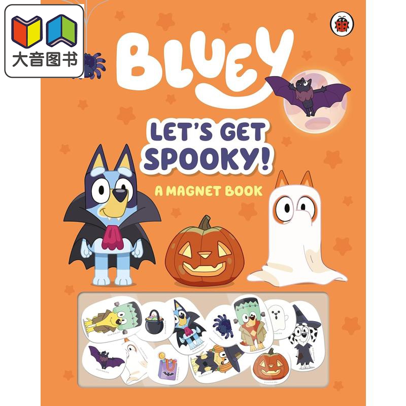 磁贴书 小蓝狗布鲁伊 南瓜节 Bluey Lets Get Spooky 英文原版 儿童卡通动画故事书 游戏书 精装绘本 进口童书 大音
