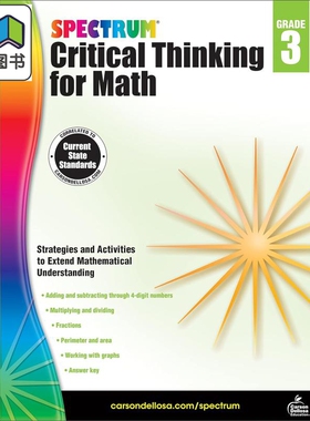 Carson Dellosa Critical Thinking for Math Grade 3 光谱练习册 数学批判性思维训练系列 3年级 美国CarsonDellosa 大音