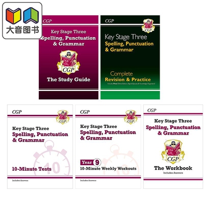 英国原版CGP教辅 KS3 英语单词拼写 标点 语法 10分钟测试/复习指南/练习册 Spelling Punctuation and Grammar 大音