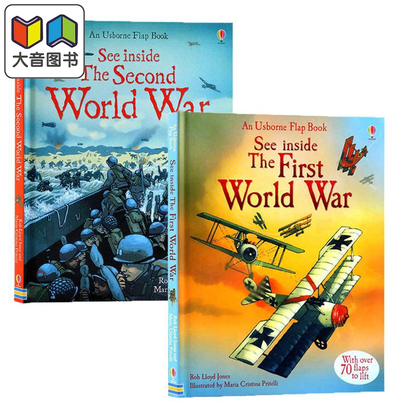 Usborne See Inside 尤斯伯恩看里面系列2册套装 World War 揭秘一战 二战 翻翻学翻页书 战争历史知识科普 6岁+ 大音