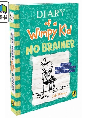 预售 小屁孩日记18英版 Diary of a Wimpy Kid 18 No Brainer 英文原版 儿童幽默故事书 章节故事书 精装 进口小初文学 大音