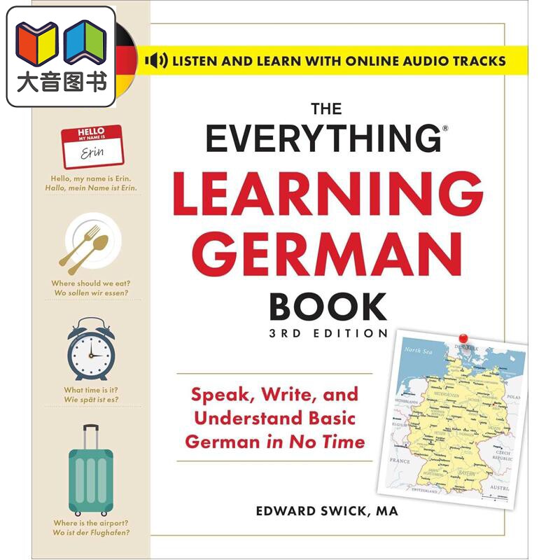 预售 德语全攻略第三版 快速掌握德语基础口语 写作与理解 The Everything Learning German Book 3rd Edition 大音