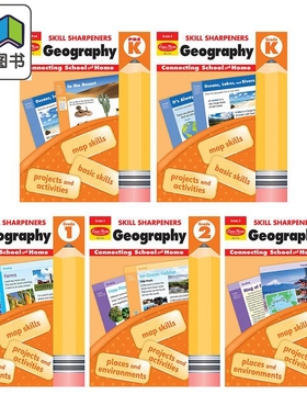 英文原版技能铅笔刀 地理练习册 幼儿园至小学三年级 Skill Sharpeners Geography Grade PreK-3 Workbook Evan Moor 大音