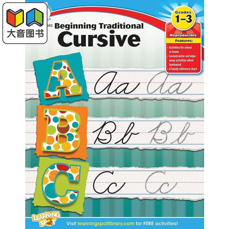 预售 儿童初学传统草书练习册 Beginning Traditional Cursive Handwriting Workbook for Kids 英文原版 进口教辅参考 大音