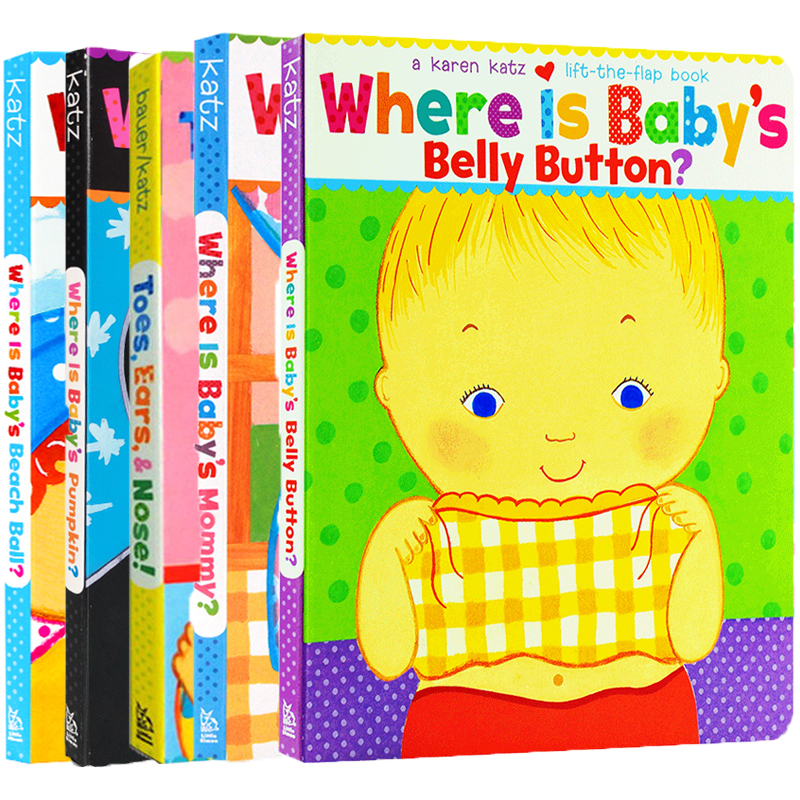 Where Is Baby's纸板书翻翻书系列 Belly Button宝宝的肚脐眼在哪里英文原版 Karen Katz凯伦卡茨童书绘本 1-4岁儿童启蒙-封面