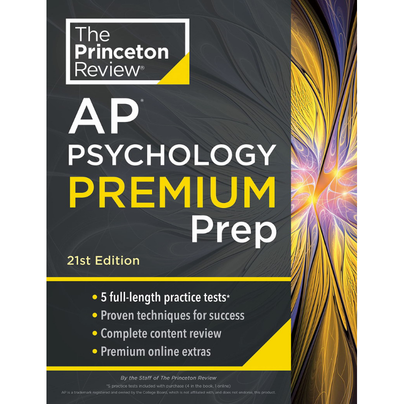 Princeton Review AP 2024 Psychology Premium 普林斯顿考试 心理学高级版5次练习测试内容回顾策略与技巧 英文原版教材书
