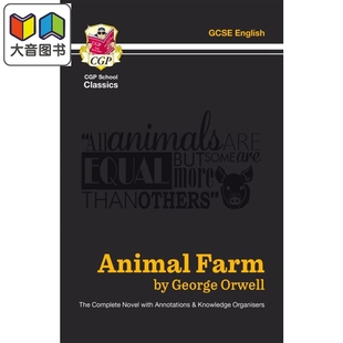 英国CGP原版 Farm Animal 教辅 GCSE 经典 英语文学著作赏析学习图书 动物农场 乔治欧威尔 完整小说带注释知识结构 大音