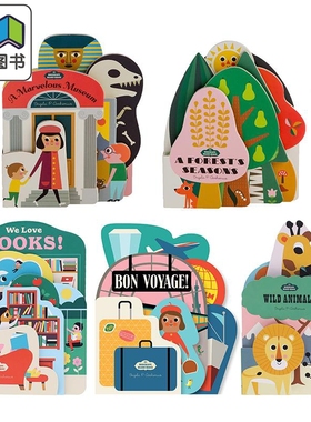 Bookscape Board Books 儿童纸板异形书5册套装 野生动物Animals 季节Seasons 喜爱图书 旅途Voyage 博物馆Museum 大音