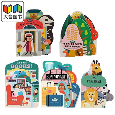 Bookscape Board Books 儿童纸板异形书5册套装 野生动物Animals 季节Seasons 喜爱图书 旅途Voyage 博物馆Museum 大音