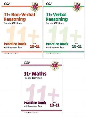 英国CGP 11+ For CEM Test Practice Book Assessment Tests 3 Books Maths Verbal Reasoning AGE 10-11 含免费在线资源 英文原版